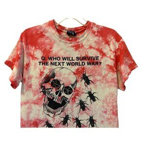 Women's Med Tee Tshirt SCULL Pink White